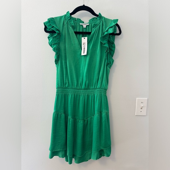 NWT Steve Madden Prairie Ruffle Mini Dress in Bright Green - Small - Picture 4 of 12